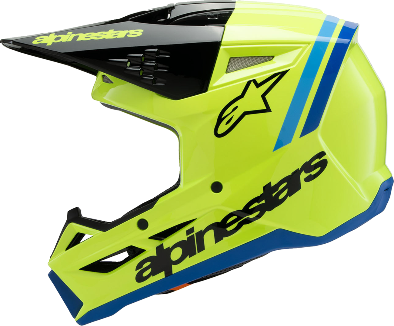 ALPINESTARS Youth SM3 Helmet - Radium - Gloss Yellow Fluo/Black/Blue - Small 8301825-5017-YS