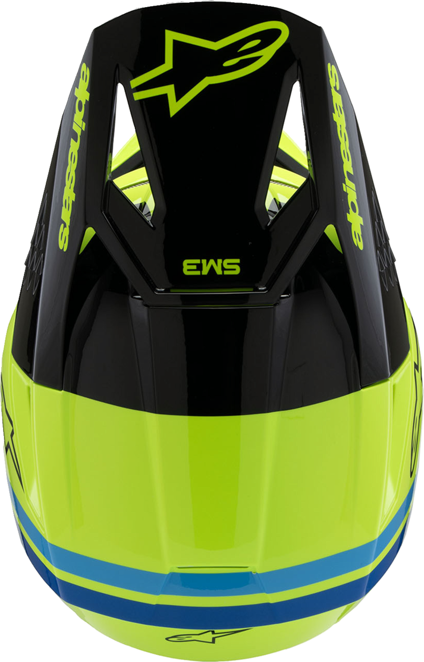 ALPINESTARS Youth SM3 Helmet - Radium - Gloss Yellow Fluo/Black/Blue - Small 8301825-5017-YS