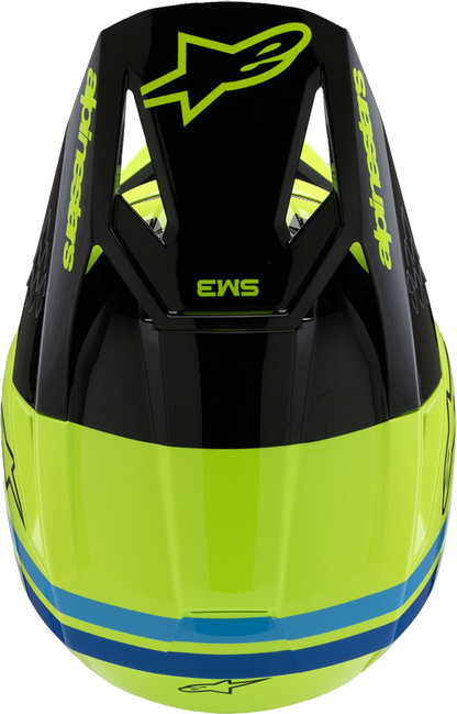 ALPINESTARS Youth SM3 Helmet - Radium - Gloss Yellow Fluo/Black/Blue - Small 8301825-5017-YS