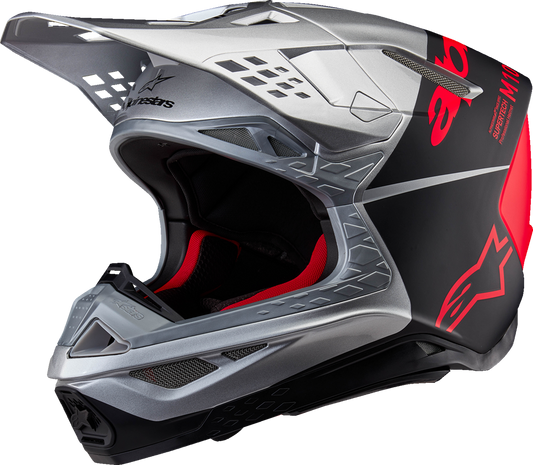 ALPINESTARS Supertech M10 Helmet - Flood - MIPS® - Gloss Silver/Black/Orange Fluo - XL 8301023-1954-XL