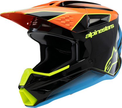 ALPINESTARS Youth SM3 Helmet - Fray - Gloss Black/Orange/Yellow Fluo - Small 8301625-1455-YS