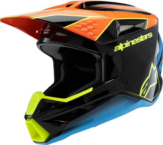ALPINESTARS Youth SM3 Helmet - Fray - Gloss Black/Orange/Yellow Fluo - Small 8301625-1455-YS