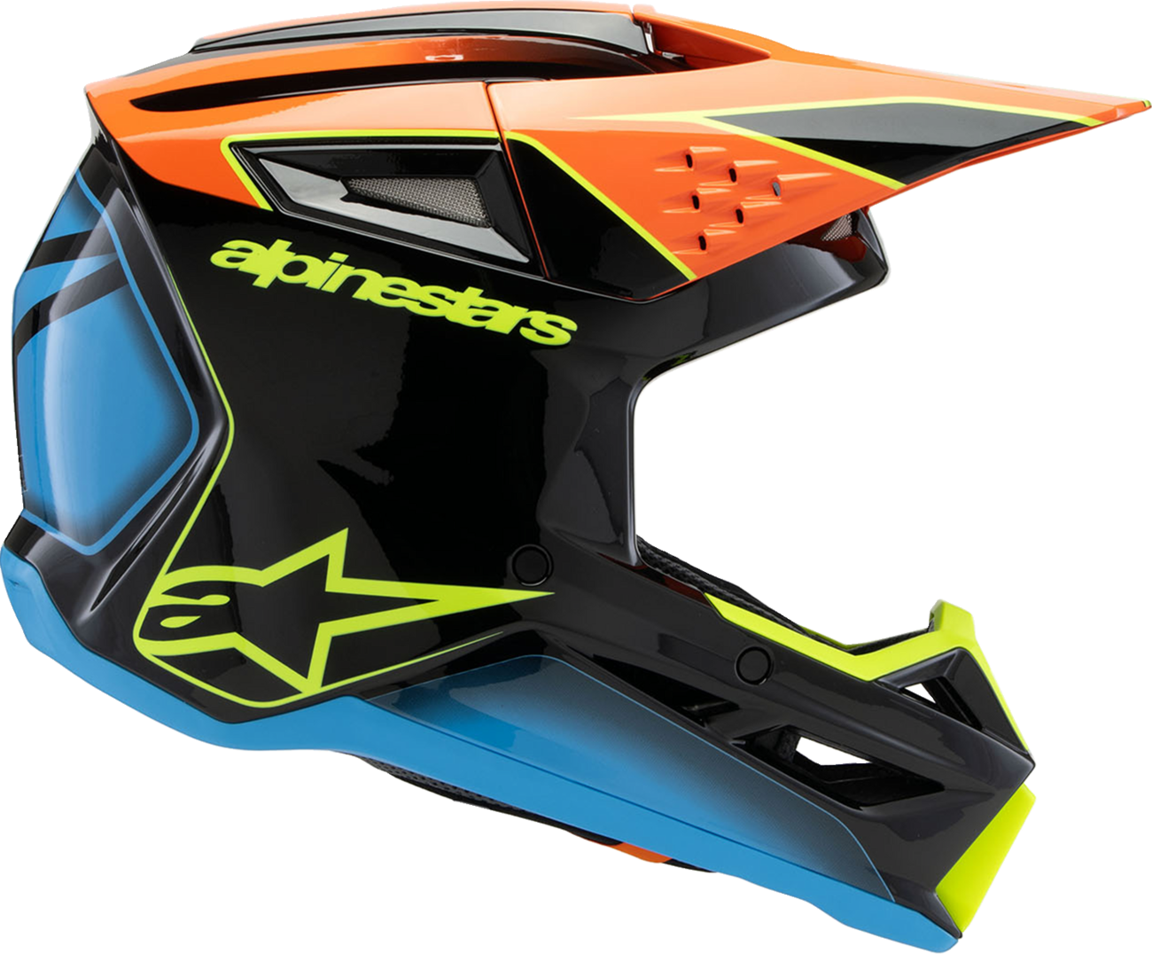 ALPINESTARS Youth SM3 Helmet - Fray - Gloss Black/Orange/Yellow Fluo - Small 8301625-1455-YS