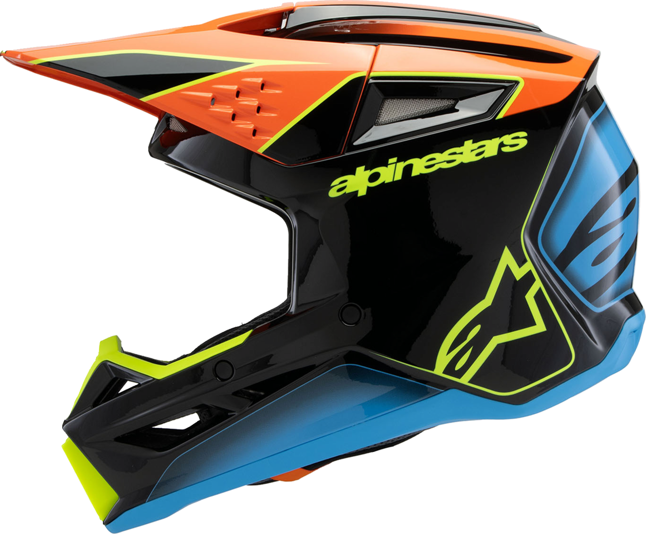 ALPINESTARS Youth SM3 Helmet - Fray - Gloss Black/Orange/Yellow Fluo - Small 8301625-1455-YS