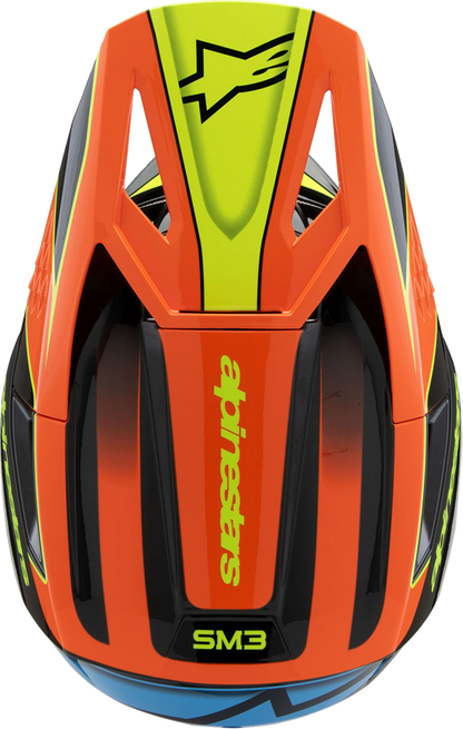 ALPINESTARS Youth SM3 Helmet - Fray - Gloss Black/Orange/Yellow Fluo - Small 8301625-1455-YS