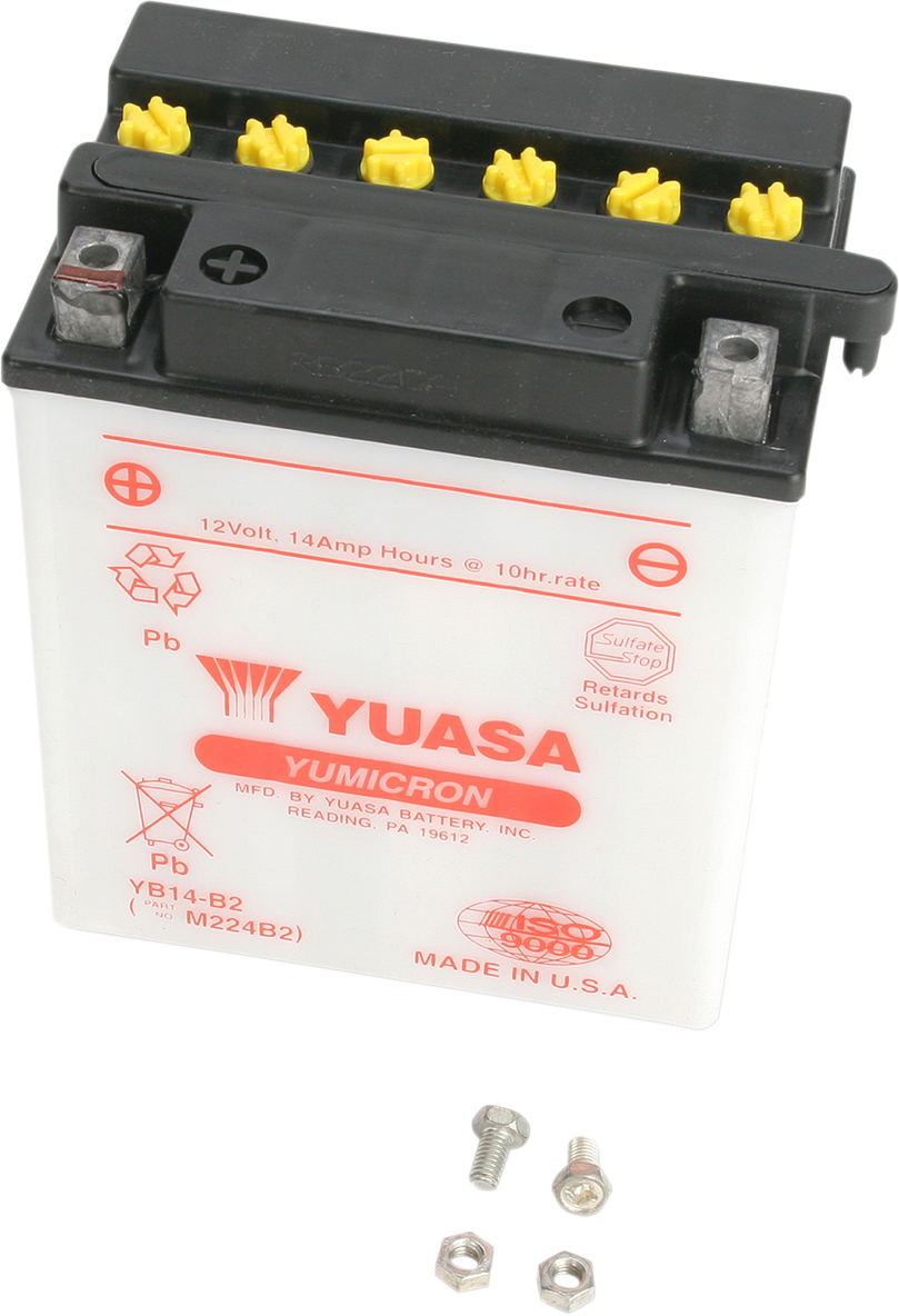 YUASA YB14-B2 YUAM224B2IND Lead-Acid Battery - High Power, Shipped Dry