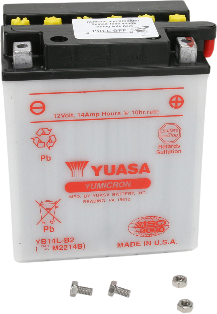 YUASA YB14L-B2 YUAM2214BIND Lead-Acid Battery - Dry Shipped, Compact Power Solution