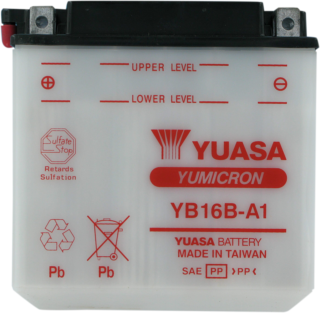 YUASA YUAM22161 YB16B-A1 Lead-Acid Battery - Dry Shipped, 12V 12Ah