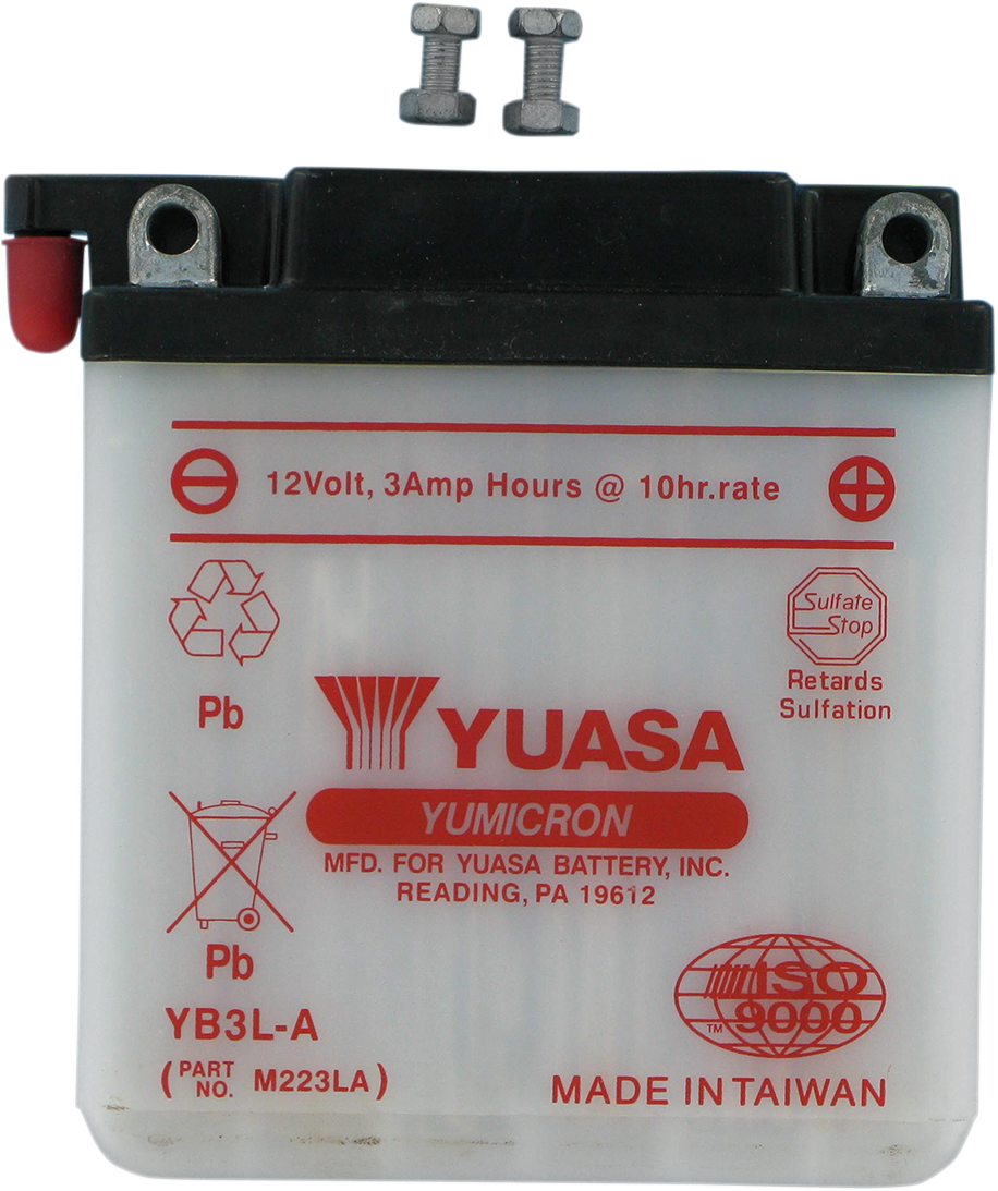 YUASA YUAM223LA Lead-Acid Battery - YB3L-A, Shipped Dry for Easy Installation