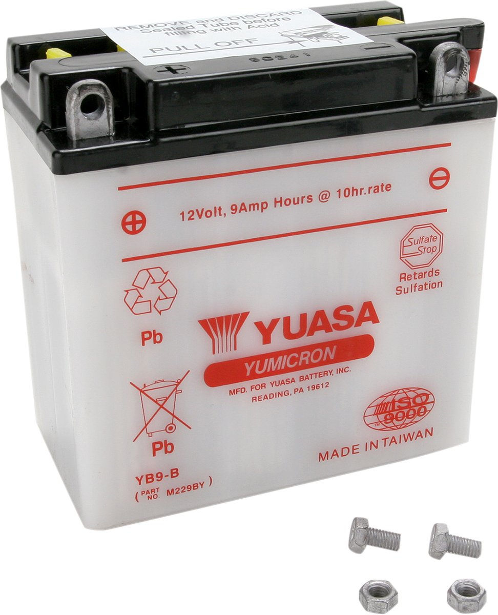 YUASA YB9-B Lead-Acid Battery (Part Number: YUAM229BY) - Dry Shipped