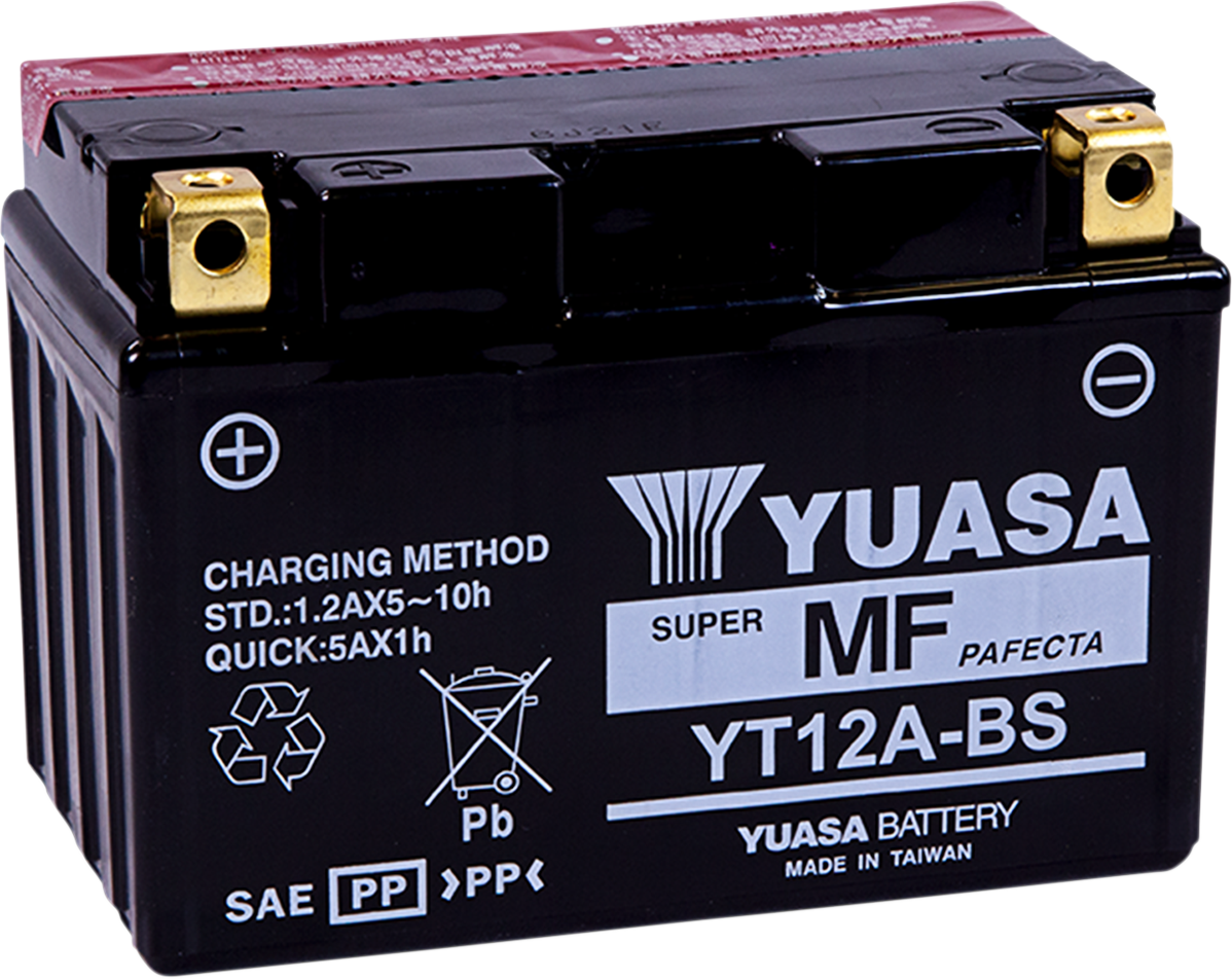 YUASA YT12A-BS Absorbed Glass Mat (AGM) Battery - Model YUAM32ABS, 12V, 7.2 Ah
