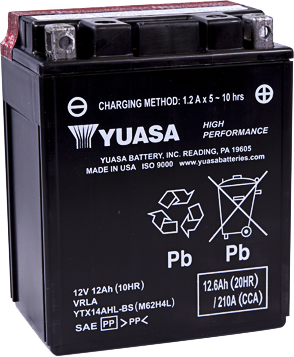 YUASA YTX14AHL-BS AGM Battery – Extra Power Starting Battery for Vehicles