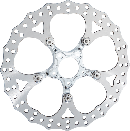 Arlen Ness Spider Rotor - 14 Inch Chrome Brake Disc with Titanium Floating Hardware for Harley Davidson