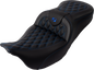 SADDLEMEN Roadsofa™ Seat - with Backrest - Blue Stitch - FL '08-'23 808-07B-182B1