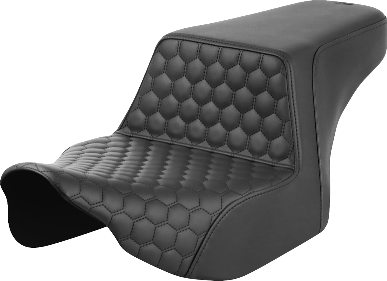 SADDLEMEN Step-Up Seat - Front Honeycomb - Black Stitching - FL '23-'24 823-07-17700