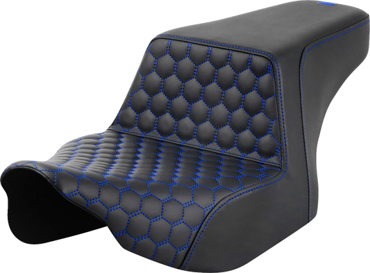 SADDLEMEN Step-Up Seat - Front Honeycomb - Blue Stitching - FL '23-'24 823-07-17701