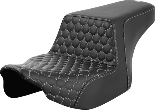 SADDLEMEN Step-Up Seat - Front Honeycomb - Silver Stitching - FL '23-'24 823-07-17705