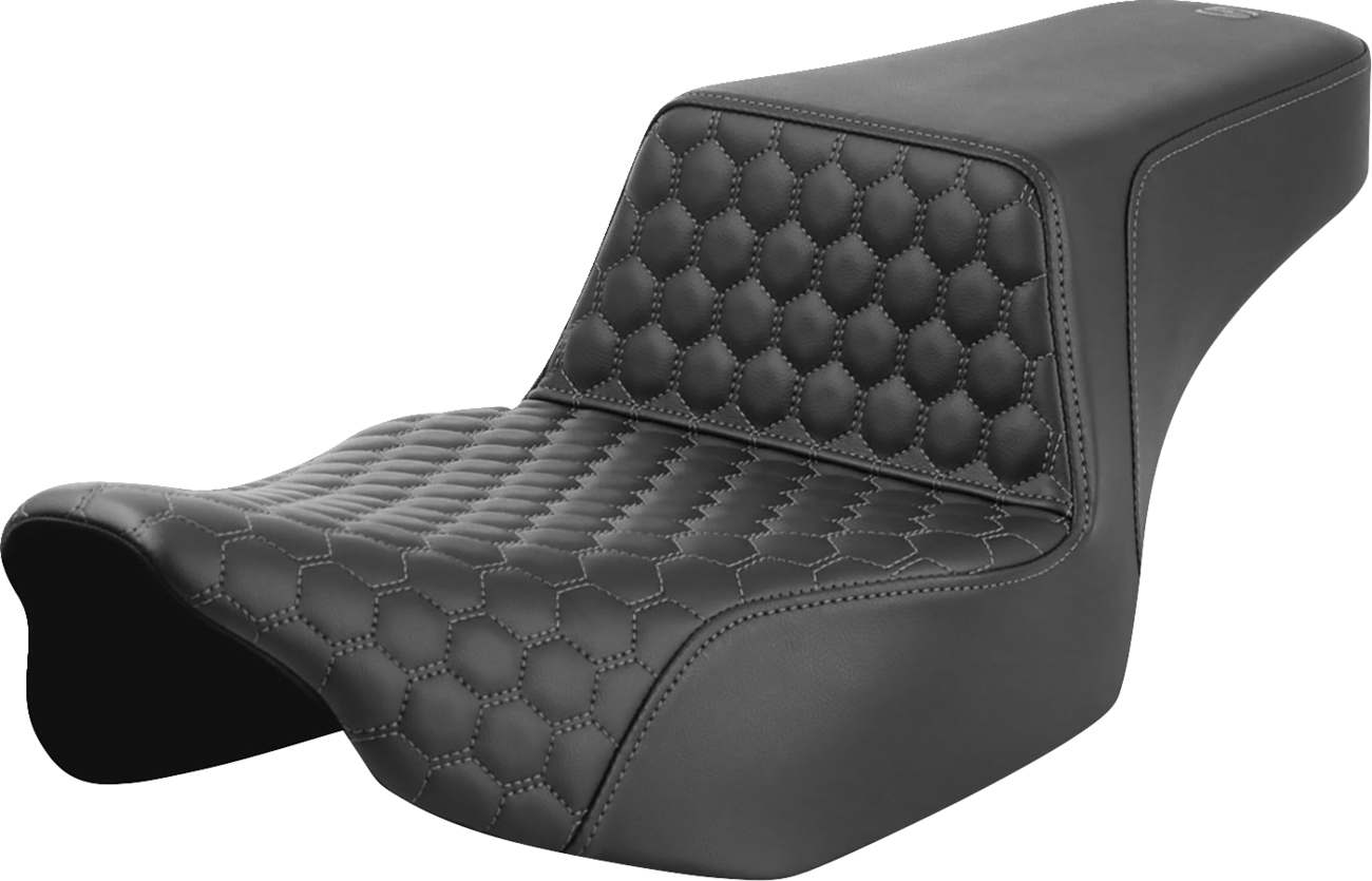 SADDLEMEN Step-Up Seat - Extended Reach - Front Honeycomb - Gray Stitch - FL '23-'24 823-07-17802