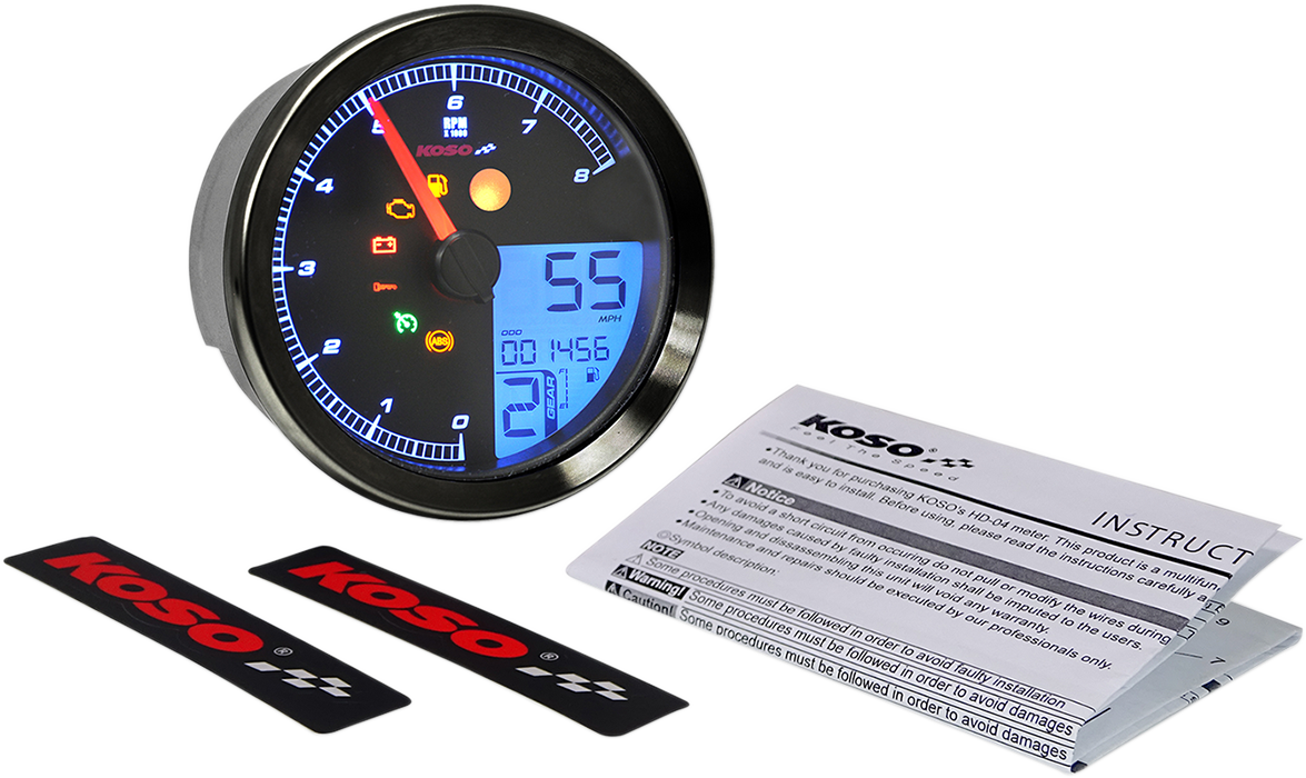 KOSO NORTH AMERICA Multi-Function Speedometer/Tachometer - HD-04 - Black BA051231
