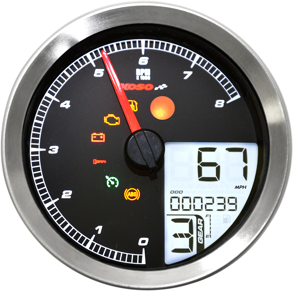 KOSO NORTH AMERICA Multi-Function Speedometer/Tachometer - HD-04 - Chrome BA051221