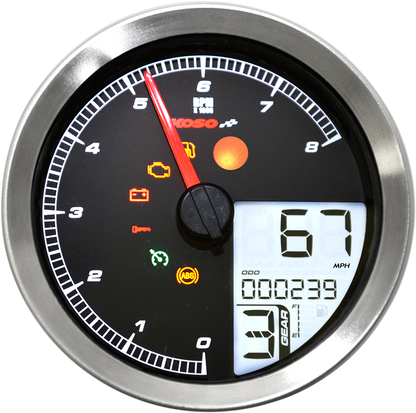 KOSO NORTH AMERICA Multi-Function Speedometer/Tachometer - HD-04 - Chrome BA051221