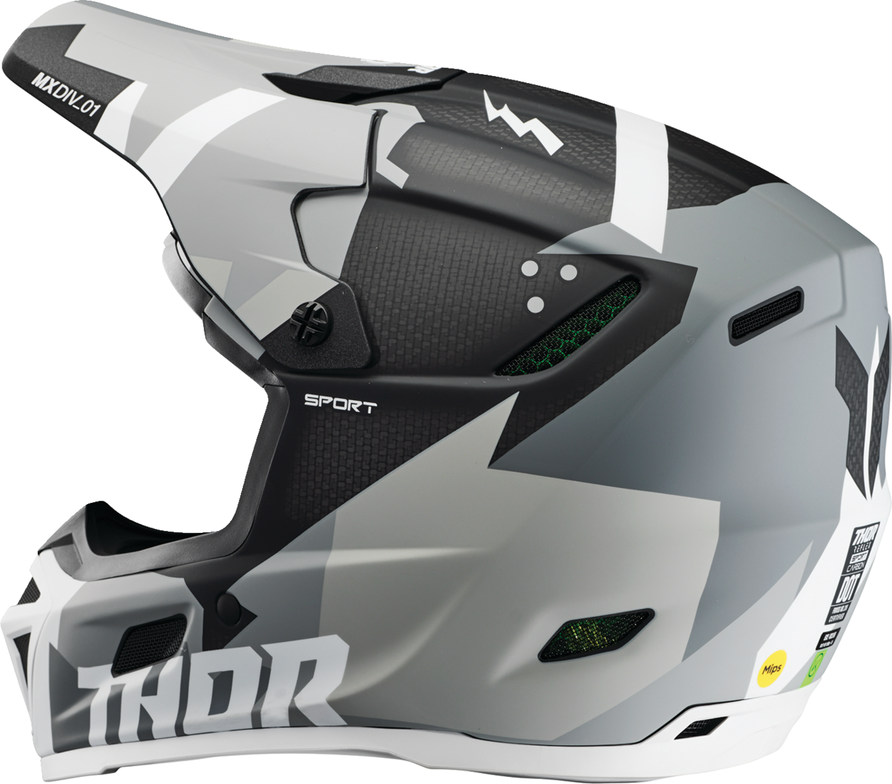 THOR Reflex Sport Carbon Helmet - Brave - MIPS® - Gray/White - Large 0110-8760