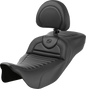 SADDLEMEN Roadsofa™ Extended Reach Seat - with Backrest - Tuck-n-Roll - Carbon Fiber - FLH/FLT '08-'24 808-07B-205B0