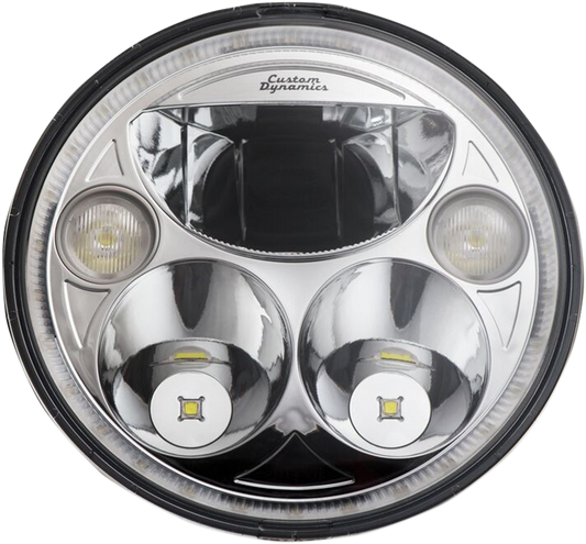 CUSTOM DYNAMICS LED Headlight - 7" - Chrome CDTB-7-C