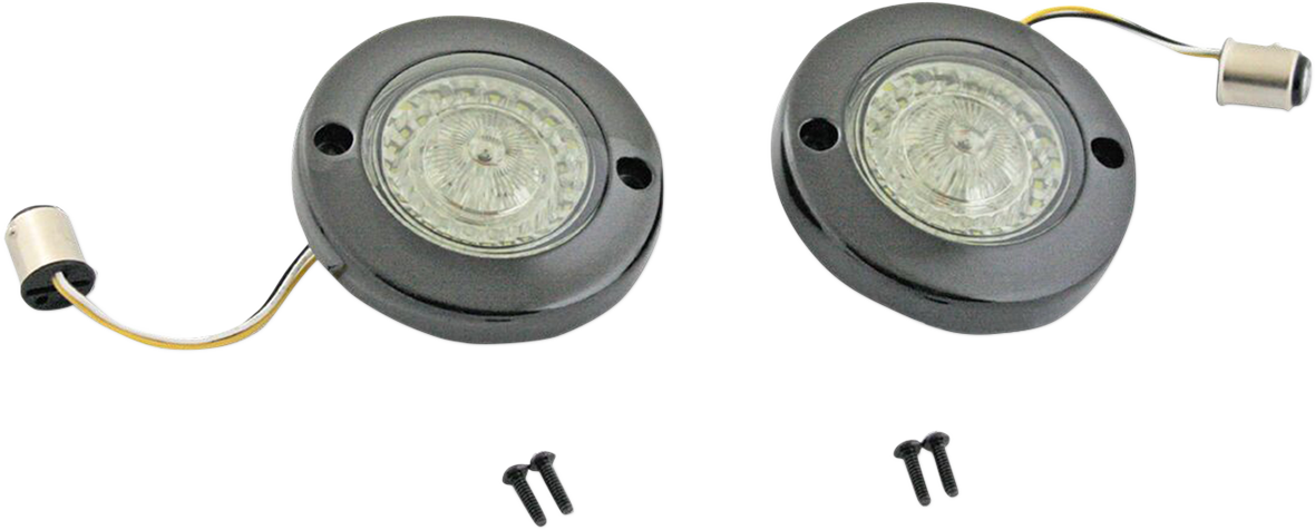 CUSTOM DYNAMICS ProBEAM® Dynamic Ringz® LED Turn Signal - Front - Black - Amber/White PB-FB-AW-1157BS