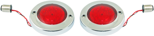 CUSTOM DYNAMICS LED Flat Turn Signals - 1156 - Chrome - Red Lens PB-FB-R-1156CR