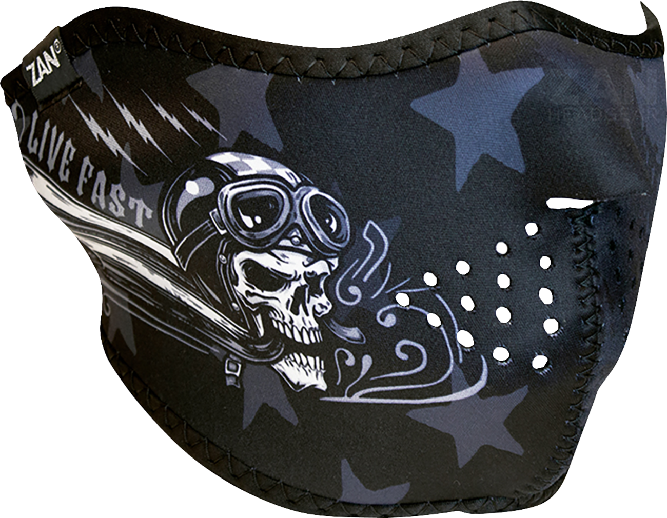 ZAN HEADGEAR Neoprene Half Mask - Skull Live WNFM709H for Face and Neck Coverage