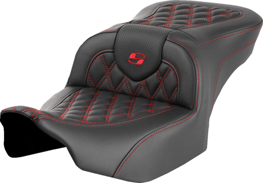 SADDLEMEN Roadsofa™ Seat - without Backrest - Red Lattice Stitch - FLTR/FLHX '23-'24 823-07-18204