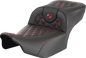 SADDLEMEN Roadsofa™ Extended Reach Seat - without Backrest - Lattice Stitch - Red Stitch - FLTR/FLHX '23-'24 823-07-18404
