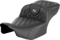 SADDLEMEN Roadsofa™ Extended Reach Seat - without Backrest - Lattice - Silver Stitch - FLTR/FLHX '23-'24 823-07-18405