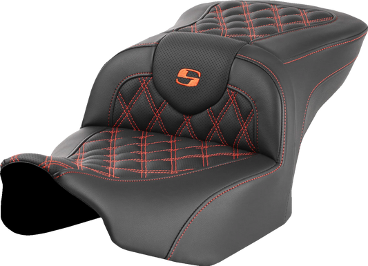 SADDLEMEN Roadsofa™ Seat - without Backrest - Orange Lattice Stitch - FLTR/FLHX '23-'24 823-07-18203