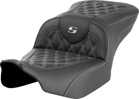 SADDLEMEN RoadSofa™ Seat - without Backrest - Lattice Stitch - Silver Stitch - FLTR/FLHX '23-'24 823-07-18205
