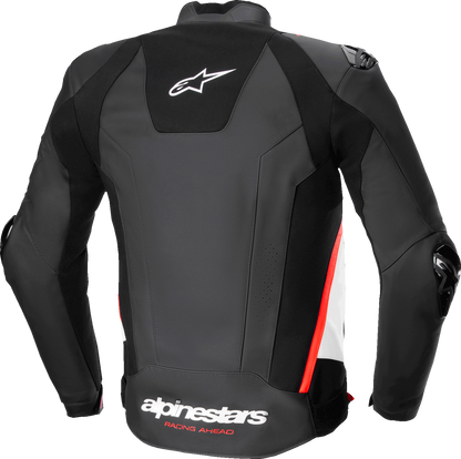 ALPINESTARS Missile v3 Leather Jacket - Black/White/Red Fluo - US 46 / EU 56 3100125-1231-56