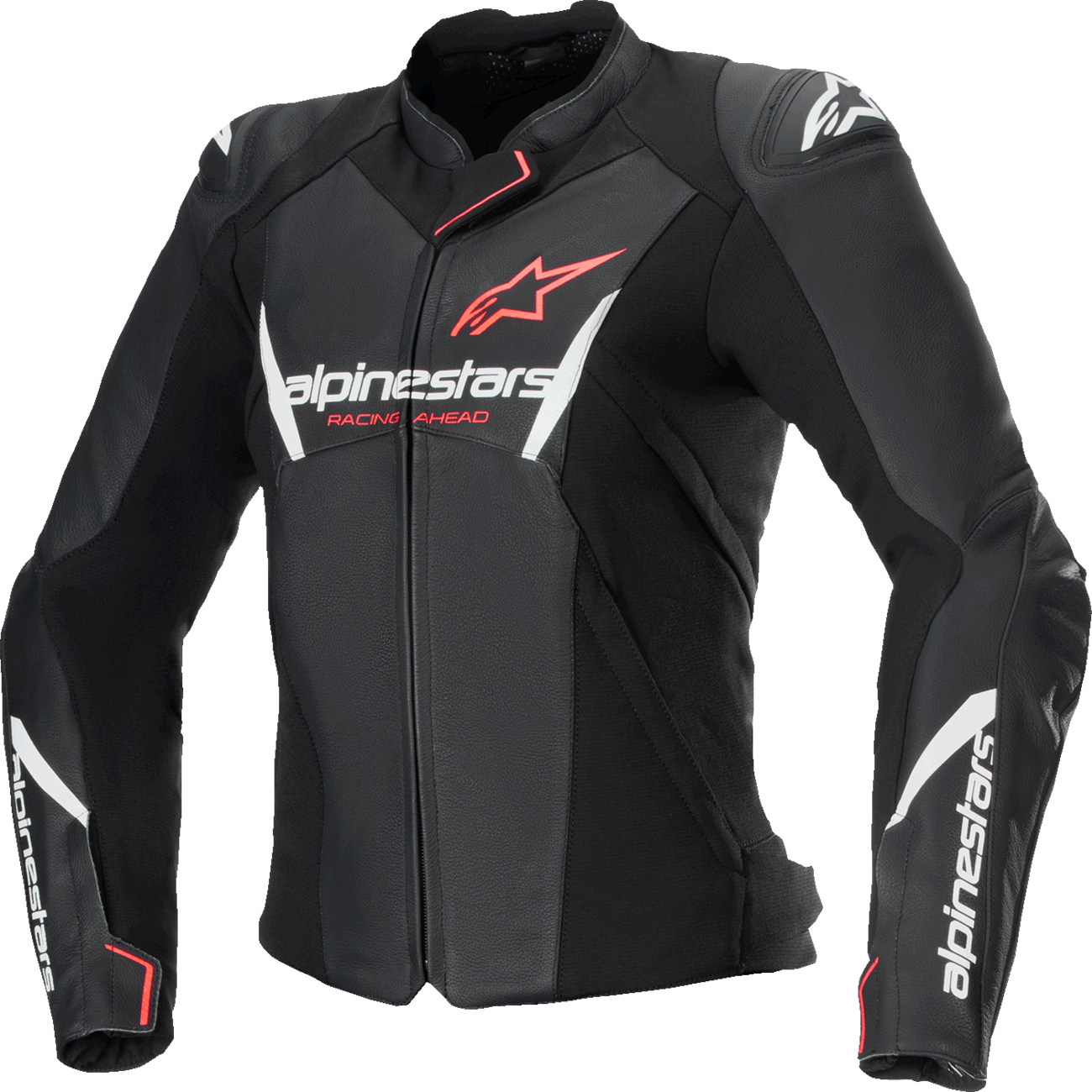 ALPINESTARS Stella Faster v3 Leather Jacket - Black/White Fluo/Coral - US 4 / EU 40 3113625-1781-40