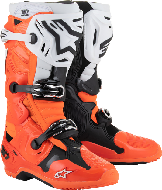 ALPINESTARS Tech 10 Enduro Boots - Fluorescent Orange/Black/White - US 9 / EU 43 2010025-4512-9