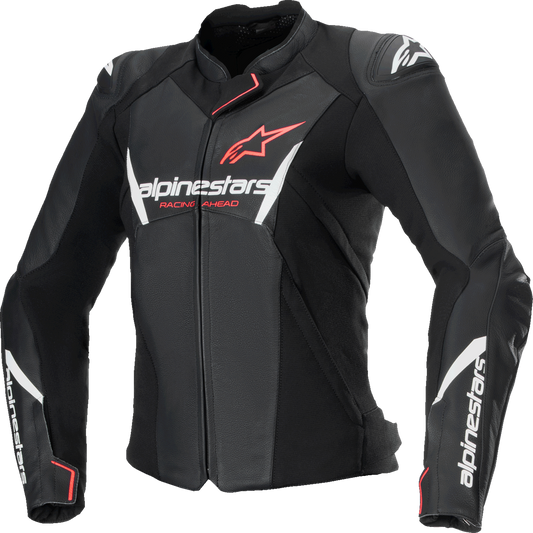 ALPINESTARS Stella Faster v3 Leather Jacket - Black/White Fluo/Coral - US 12 / EU 48 3113625-1781-48
