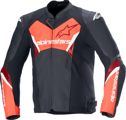 ALPINESTARS Faster v3 Airflow Leather Jacket - Black/Red Fluo - US 40 / EU 50 3103625-1030-50