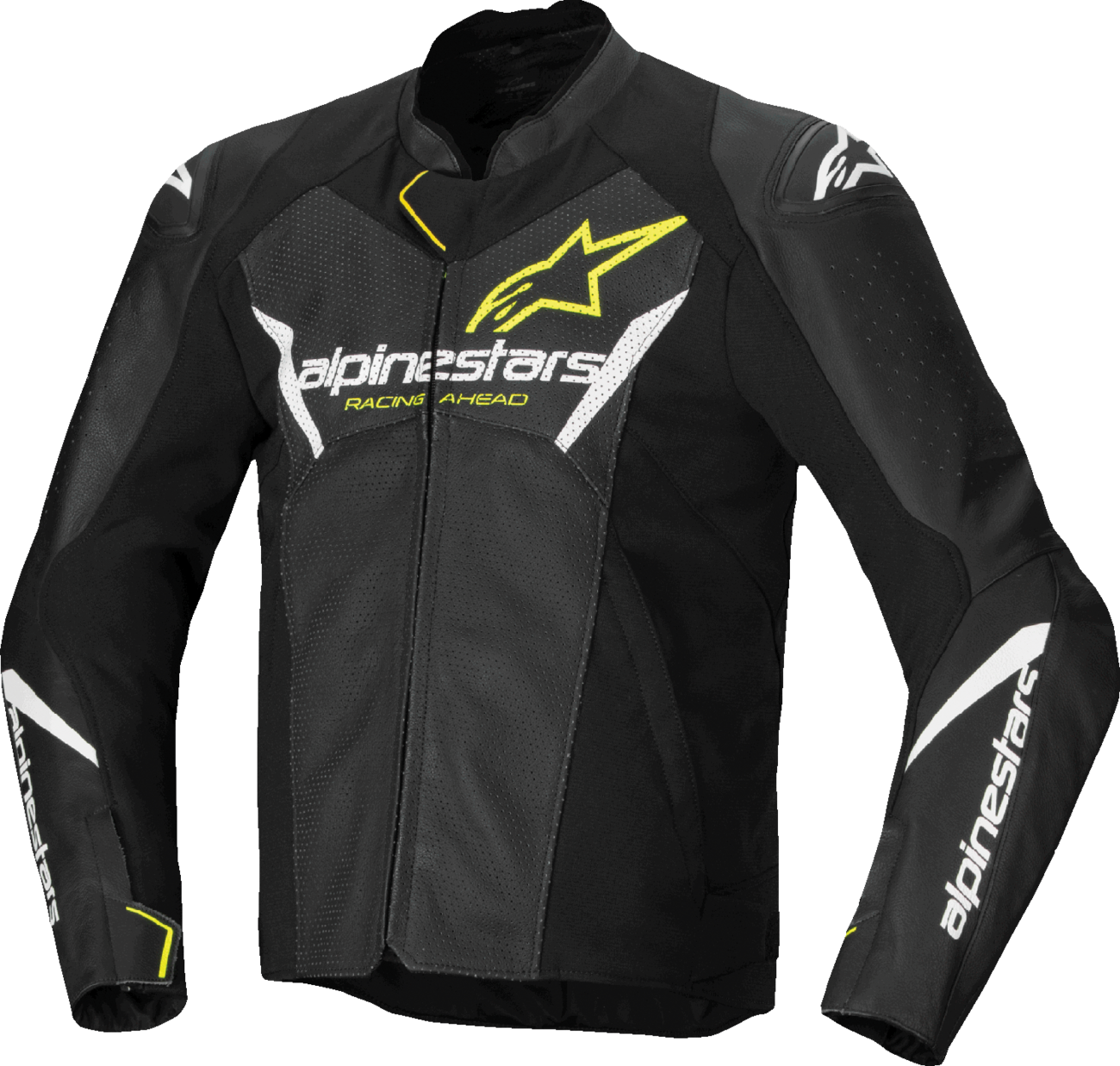 ALPINESTARS Faster v3 Airflow Leather Jacket - Black/White/Yellow Fluo - US 48 / EU 58 3103625-125-58