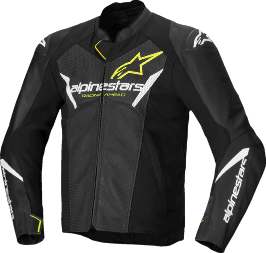 ALPINESTARS Faster v3 Airflow Leather Jacket - Black/White/Yellow Fluo - US 42 / EU 52 3103625-125-52