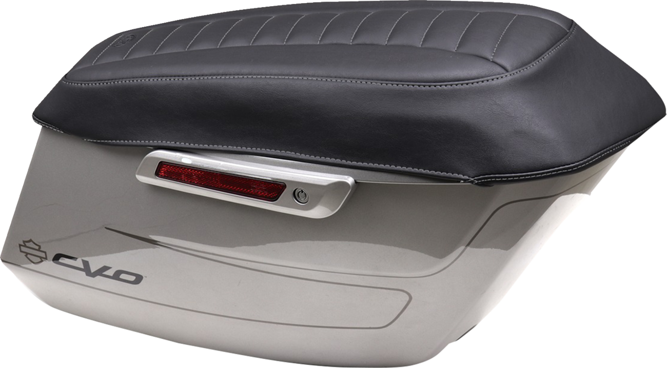 MUSTANG Deluxe Saddlebag Lid Covers - Black w/ Gunmetal Stitch - Touring 88404GM