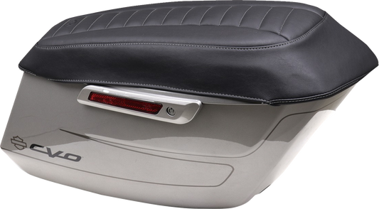 MUSTANG Deluxe Saddlebag Lid Covers - Black w/ Gunmetal Stitch - Touring 88404GM