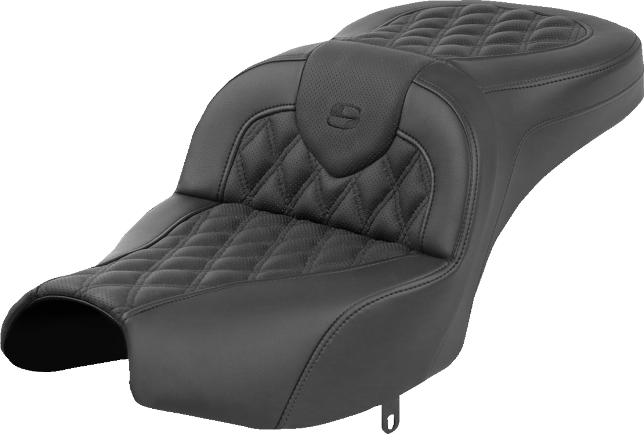 SADDLEMEN Roadsofa™ Seat - Without Backrest - Black - Lattice Stitch - Indian Pursuit '22-'24 I22-02-182