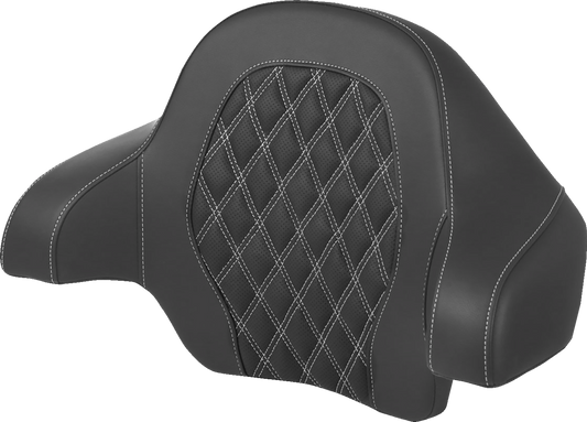 SADDLEMEN Tour-Pak® Backrest Pad - Lattice Stitch - White Stitch - FL '14-'24 814-07-18406
