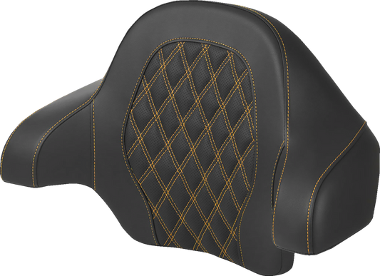 SADDLEMEN Tour-Pak® Backrest Pad - Lattice Stitch - Gold Stitch - FL '14-'24 814-07-18407
