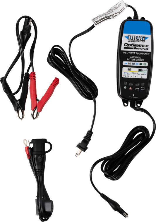 TECMATE Drag Specialties Battery Charger - Optimate 2 Duo TM-563