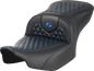 SADDLEMEN Roadsofa™ Seat - without Backrest - Honeycomb - Blue Stitch - FLTR/FLHX '23-'24 823-07-18901